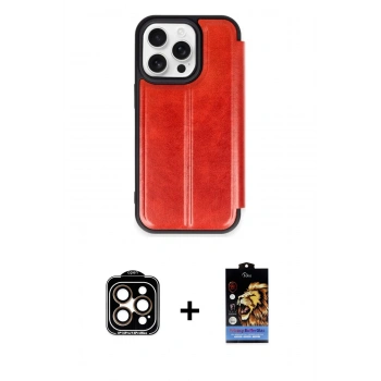 MARSİLYAN™- iPhone 15 Pro Max Kılıf Zirve Yansıma Serisi - Siyah Buffer Hayalet Cam Ekran Koruyucu + PVD Metal Kamera Lens - TU