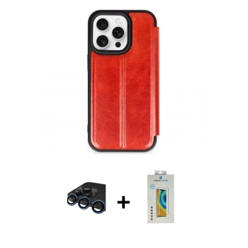 MARSİLYAN™- iPhone 15 Pro Max Kılıf Zirve Yansıma Serisi - Siyah Polymer Nano Ekran Koruyucu + Raze Metal Kamera Lens - LT
