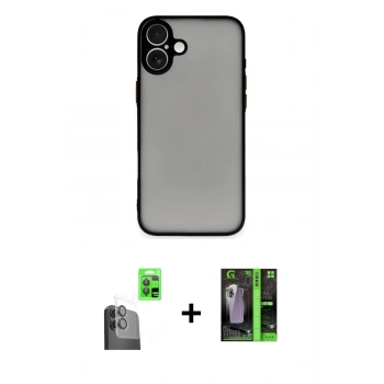 MARSİLYAN™- iPhone 16 Kılıf Ahenk Çizgi Serisi - Şeffaf 360 Full Body Arka Koruyucu + Raze Metal Kamera Lens - SH