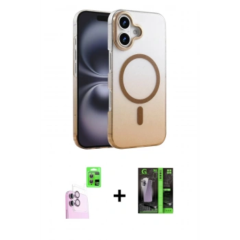 MARSİLYAN™- iPhone 16 Kılıf Ahenk Doku Özel Seri - Şeffaf 360 Full Body Arka Koruyucu + Raze Metal Kamera Lens - PE