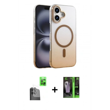 MARSİLYAN™- iPhone 16 Kılıf Ahenk Doku Özel Seri - Şeffaf 360 Full Body Arka Koruyucu + Raze Metal Kamera Lens - SH