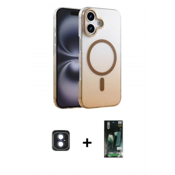 MARSİLYAN™- iPhone 16 Kılıf Ahenk Doku Özel Seri - Siyah 360 Mat Full Body Arka Koruyucu + PVD Metal Kamera Lens - MI