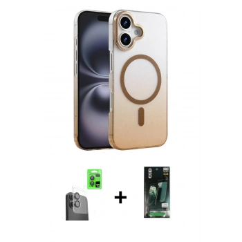 MARSİLYAN™- iPhone 16 Kılıf Ahenk Doku Özel Seri - Siyah 360 Mat Full Body Arka Koruyucu + Raze Metal Kamera Lens - SH