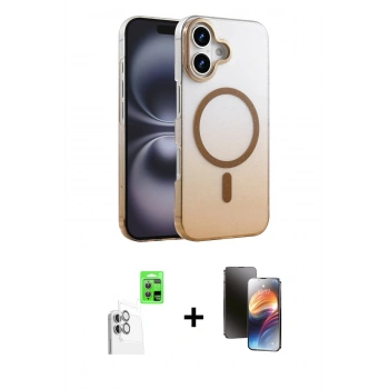 MARSİLYAN™- iPhone 16 Kılıf Ahenk Doku Özel Seri - Siyah 3D Antistatik Mat Seramik Nano Ekran Koruyucu + Raze Metal Kamera Lens - BZ