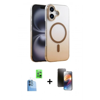 MARSİLYAN™- iPhone 16 Kılıf Ahenk Doku Özel Seri - Siyah 3D Antistatik Mat Seramik Nano Ekran Koruyucu + Raze Metal Kamera Lens - LT