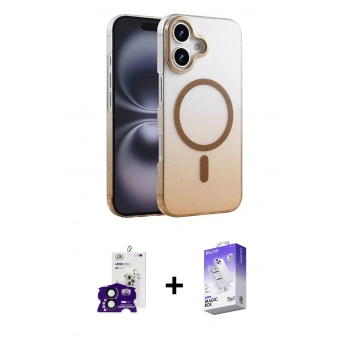 MARSİLYAN™- iPhone 16 Kılıf Ahenk Doku Özel Seri - Siyah Bilvis 5in1 3D Magic Cam Ekran Koruyucu + Bilvis Titan Kamera Lens - SH