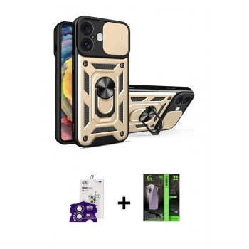 MARSİLYAN™- iPhone 16 Kılıf Ahenk Klasik - Şeffaf 360 Full Body Arka Koruyucu + Bilvis Titan Kamera Lens - PE