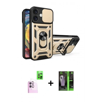 MARSİLYAN™- iPhone 16 Kılıf Ahenk Klasik - Şeffaf 360 Full Body Arka Koruyucu + Raze Metal Kamera Lens - PE