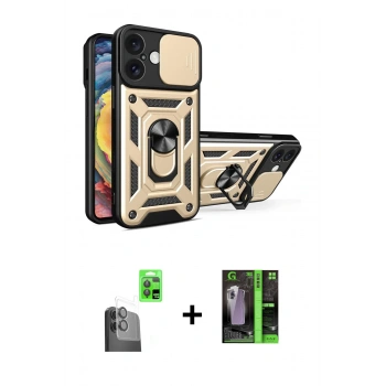 MARSİLYAN™- iPhone 16 Kılıf Ahenk Klasik - Şeffaf 360 Full Body Arka Koruyucu + Raze Metal Kamera Lens - SH