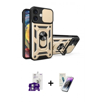 MARSİLYAN™- iPhone 16 Kılıf Ahenk Klasik - Şeffaf Pasifik Cam Ekran Koruyucu + Bilvis Titan Kamera Lens - GS