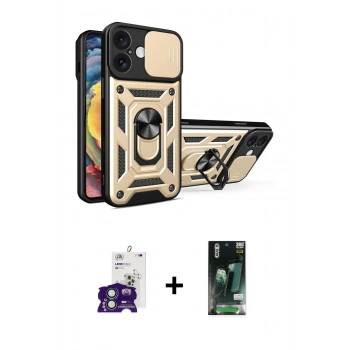 MARSİLYAN™- iPhone 16 Kılıf Ahenk Klasik - Siyah 360 Mat Full Body Arka Koruyucu + Bilvis Titan Kamera Lens - YL
