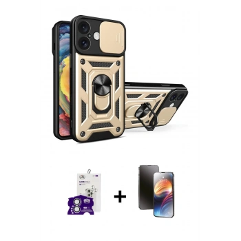 MARSİLYAN™- iPhone 16 Kılıf Ahenk Klasik - Siyah 3D Antistatik Mat Seramik Nano Ekran Koruyucu + Bilvis Titan Kamera Lens - GS
