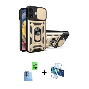 MARSİLYAN™- iPhone 16 Kılıf Ahenk Klasik - Siyah 3D Antistatik Seramik Nano Ekran Koruyucu + Raze Metal Kamera Lens - LT