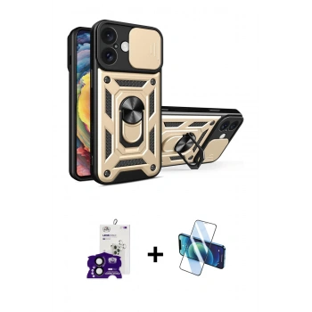 MARSİLYAN™- iPhone 16 Kılıf Ahenk Klasik - Siyah 3D Antistatik Seramik Nano Ekran Koruyucu + Bilvis Titan Kamera Lens - SH