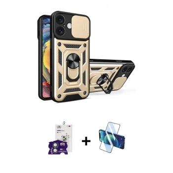 MARSİLYAN™- iPhone 16 Kılıf Ahenk Klasik - Siyah 3D Antistatik Seramik Nano Ekran Koruyucu + Bilvis Titan Kamera Lens - YL