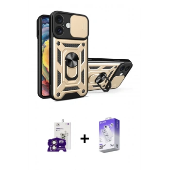 MARSİLYAN™- iPhone 16 Kılıf Ahenk Klasik - Siyah Bilvis 5in1 3D Magic Cam Ekran Koruyucu + Bilvis Titan Kamera Lens - PE