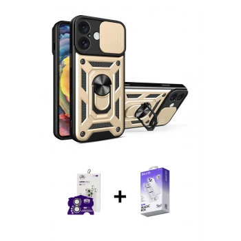 MARSİLYAN™- iPhone 16 Kılıf Ahenk Klasik - Siyah Bilvis 5in1 3D Magic Cam Ekran Koruyucu + Bilvis Titan Kamera Lens - GS