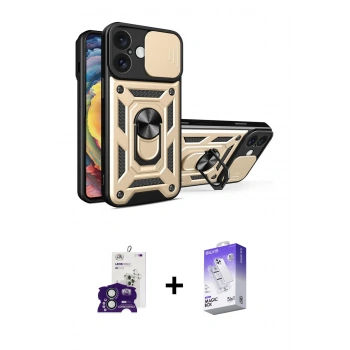 MARSİLYAN™- iPhone 16 Kılıf Ahenk Klasik - Siyah Bilvis 5in1 3D Magic Cam Ekran Koruyucu + Bilvis Titan Kamera Lens - YL