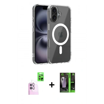 MARSİLYAN™- iPhone 16 Kılıf Ahenk Minimal Serisi - Şeffaf 360 Full Body Arka Koruyucu + Raze Metal Kamera Lens - PE