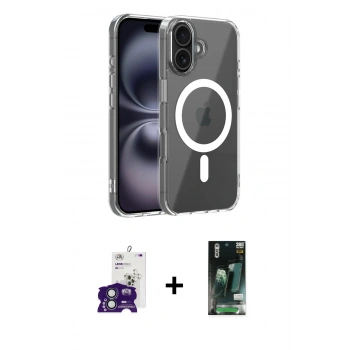 MARSİLYAN™- iPhone 16 Kılıf Ahenk Minimal Serisi - Siyah 360 Mat Full Body Arka Koruyucu + Bilvis Titan Kamera Lens - YL