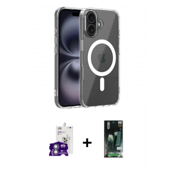 MARSİLYAN™- iPhone 16 Kılıf Ahenk Minimal Serisi - Siyah 360 Mat Full Body Arka Koruyucu + Bilvis Titan Kamera Lens - GS