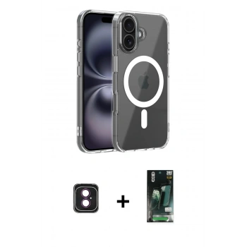 MARSİLYAN™- iPhone 16 Kılıf Ahenk Minimal Serisi - Siyah 360 Mat Full Body Arka Koruyucu + PVD Metal Kamera Lens - PE