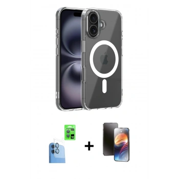 MARSİLYAN™- iPhone 16 Kılıf Ahenk Minimal Serisi - Siyah 3D Antistatik Mat Seramik Nano Ekran Koruyucu + Raze Metal Kamera Lens - LT