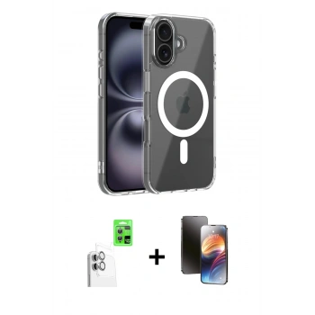 MARSİLYAN™- iPhone 16 Kılıf Ahenk Minimal Serisi - Siyah 3D Antistatik Mat Seramik Nano Ekran Koruyucu + Raze Metal Kamera Lens - BZ