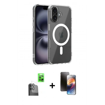 MARSİLYAN™- iPhone 16 Kılıf Ahenk Minimal Serisi - Siyah 3D Antistatik Mat Seramik Nano Ekran Koruyucu + Raze Metal Kamera Lens - SH