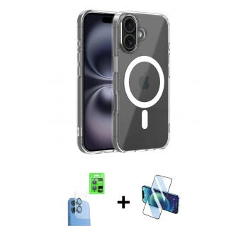 MARSİLYAN™- iPhone 16 Kılıf Ahenk Minimal Serisi - Siyah 3D Antistatik Seramik Nano Ekran Koruyucu + Raze Metal Kamera Lens - LT