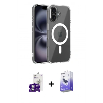 MARSİLYAN™- iPhone 16 Kılıf Ahenk Minimal Serisi - Siyah Bilvis 5in1 5D Magic Hayalet Cam Ekran Koruyucu + Bilvis Titan Kamera Lens - GS