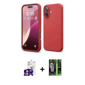 MARSİLYAN™- iPhone 16 Kılıf Ahenk Serisi - Şeffaf 360 Full Body Arka Koruyucu + Bilvis Titan Kamera Lens - GS
