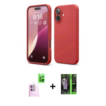 MARSİLYAN™- iPhone 16 Kılıf Ahenk Serisi - Şeffaf 360 Full Body Arka Koruyucu + Raze Metal Kamera Lens - PE