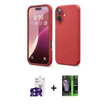 MARSİLYAN™- iPhone 16 Kılıf Ahenk Serisi - Şeffaf 360 Full Body Arka Koruyucu + Bilvis Titan Kamera Lens - SH
