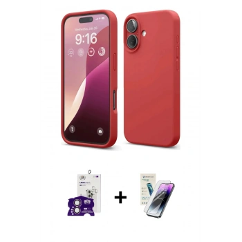 MARSİLYAN™- iPhone 16 Kılıf Ahenk Serisi - Şeffaf Pasifik Cam Ekran Koruyucu + Bilvis Titan Kamera Lens - PE