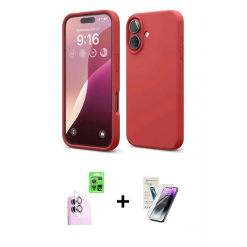 MARSİLYAN™- iPhone 16 Kılıf Ahenk Serisi - Şeffaf Pasifik Cam Ekran Koruyucu + Raze Metal Kamera Lens - PE