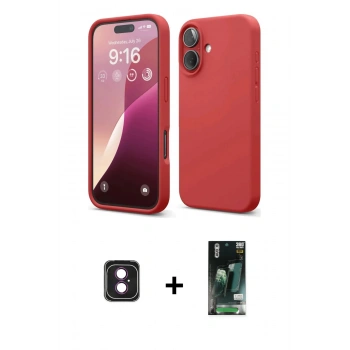 MARSİLYAN™- iPhone 16 Kılıf Ahenk Serisi - Siyah 360 Mat Full Body Arka Koruyucu + PVD Metal Kamera Lens - PE