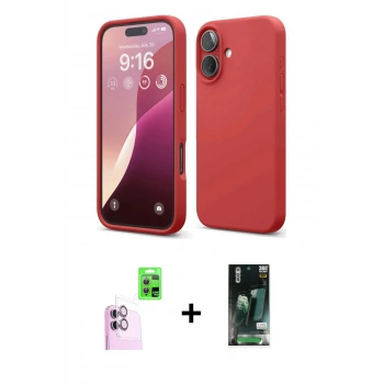MARSİLYAN™- iPhone 16 Kılıf Ahenk Serisi - Siyah 360 Mat Full Body Arka Koruyucu + Raze Metal Kamera Lens - PE