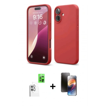 MARSİLYAN™- iPhone 16 Kılıf Ahenk Serisi - Siyah 3D Antistatik Mat Seramik Nano Ekran Koruyucu + Raze Metal Kamera Lens - BZ