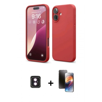 MARSİLYAN™- iPhone 16 Kılıf Ahenk Serisi - Siyah 3D Antistatik Mat Seramik Nano Ekran Koruyucu + PVD Metal Kamera Lens - PE