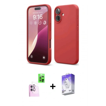 MARSİLYAN™- iPhone 16 Kılıf Ahenk Serisi - Siyah Bilvis 5in1 3D Magic Cam Ekran Koruyucu + Raze Metal Kamera Lens - PE