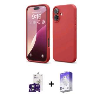 MARSİLYAN™- iPhone 16 Kılıf Ahenk Serisi - Siyah Bilvis 5in1 3D Magic Cam Ekran Koruyucu + Bilvis Titan Kamera Lens - YL