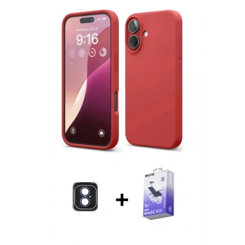 MARSİLYAN™- iPhone 16 Kılıf Ahenk Serisi - Siyah Bilvis 5in1 5D Magic Hayalet Cam Ekran Koruyucu + PVD Metal Kamera Lens - MI