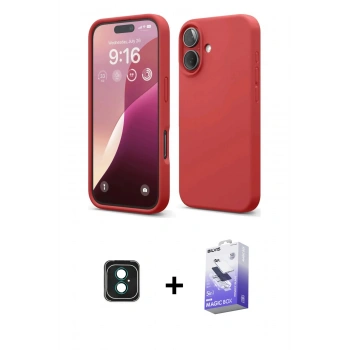MARSİLYAN™- iPhone 16 Kılıf Ahenk Serisi - Siyah Bilvis 5in1 5D Magic Hayalet Cam Ekran Koruyucu + PVD Metal Kamera Lens - YL