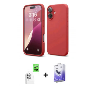 MARSİLYAN™- iPhone 16 Kılıf Ahenk Serisi - Siyah Bilvis 5in1 5D Magic Hayalet Cam Ekran Koruyucu + Raze Metal Kamera Lens - BZ