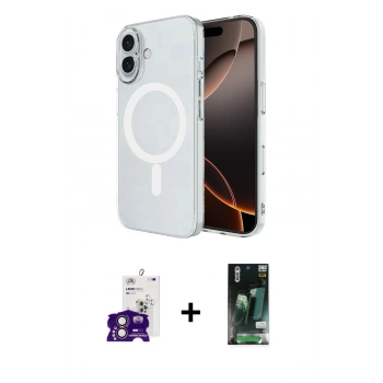 MARSİLYAN™- iPhone 16 Kılıf Ahenk Yansıma Prime - Siyah 360 Mat Full Body Arka Koruyucu + Bilvis Titan Kamera Lens - PE