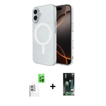 MARSİLYAN™- iPhone 16 Kılıf Ahenk Yansıma Prime - Siyah 360 Mat Full Body Arka Koruyucu + Raze Metal Kamera Lens - BZ