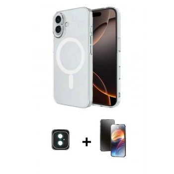 MARSİLYAN™- iPhone 16 Kılıf Ahenk Yansıma Prime - Siyah 3D Antistatik Mat Seramik Nano Ekran Koruyucu + PVD Metal Kamera Lens - YL