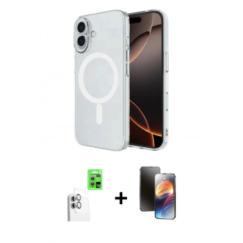 MARSİLYAN™- iPhone 16 Kılıf Ahenk Yansıma Prime - Siyah 3D Antistatik Mat Seramik Nano Ekran Koruyucu + Raze Metal Kamera Lens - BZ