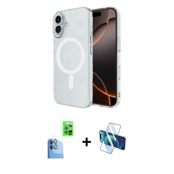 MARSİLYAN™- iPhone 16 Kılıf Ahenk Yansıma Prime - Siyah 3D Antistatik Seramik Nano Ekran Koruyucu + Raze Metal Kamera Lens - LT